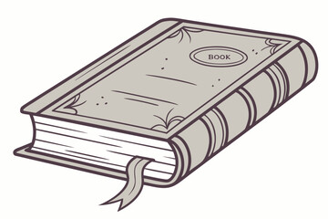 A classic hand-drawn illustration of a closed book with a bookmark, perfect for themes of knowledge, education, and storytelling.