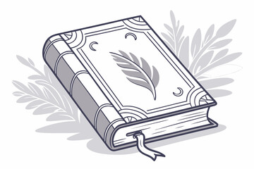 A classic hand-drawn illustration of a closed book with a bookmark, perfect for themes of knowledge, education, and storytelling.