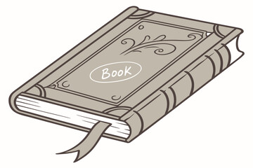 A classic hand-drawn illustration of a closed book with a bookmark, perfect for themes of knowledge, education, and storytelling.