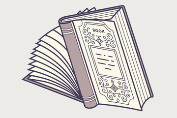 A classic hand-drawn illustration of a closed book with a bookmark, perfect for themes of knowledge, education, and storytelling.