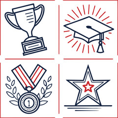 A vector set of sports and awards icons for web design and internet communication