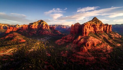 Red rock formations at sunset