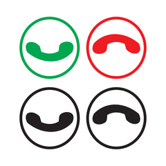 Illustrated phone icons showcasing call answering, rejecting, and status symbols in vibrant colors.