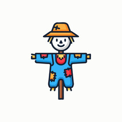 Cartoon Scarecrow Vector Icon Farm Harvest Symbol