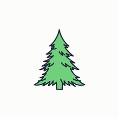 Obraz premium Simple Green Pine Tree Vector Illustration