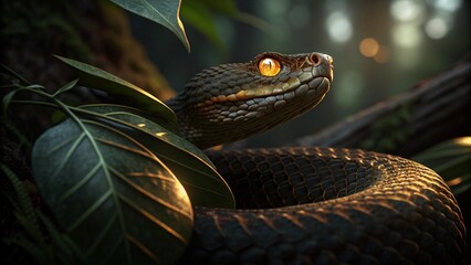 Fototapeta premium Highly detailed venomous snake.