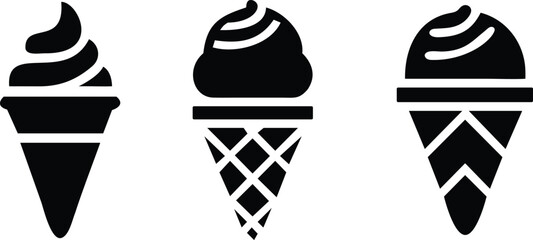 ice cream cone icon vector, ice cream silhouette vector illustration isolated on transparent png
