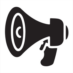 Silhouette Style Vector Megaphone Logo Icon – Minimal Loudspeaker Symbol for Marketing, Announcement, Promotion, Public Speaking, Media, and Communication Branding Design in Black and White Graphic
