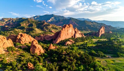 Fototapeta premium Red rock mountain landscape at dawn
