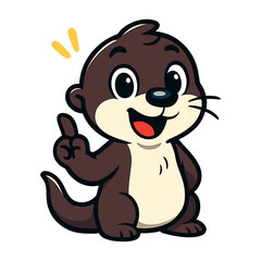 Cartoon otter has a bright idea expression ferret character