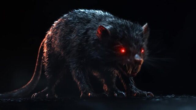 Menacing Rodent with Glowing Eyes