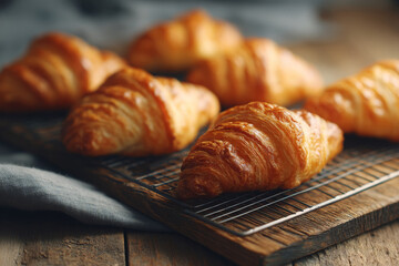 Fresh croissant makes you happy and enjoy taste of pastry in morning