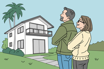couple in front of home