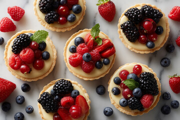 Obraz premium Delicious fruit tarts look festive and appetizing for dessert time treat