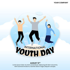International Youth Day design with young people jumping together