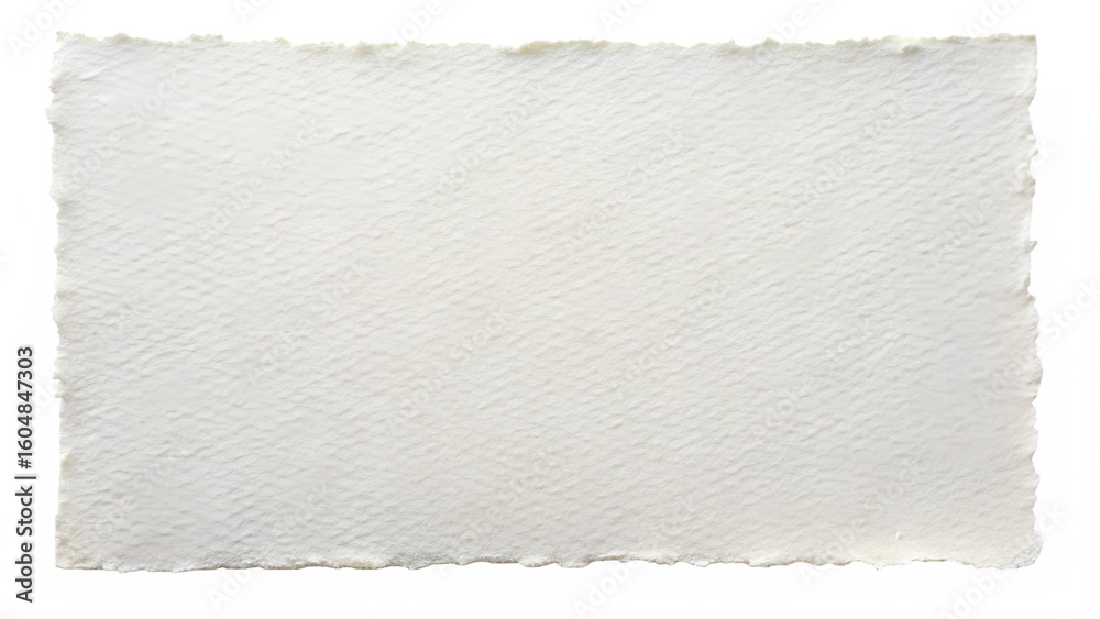 Fototapete a rectangle of white handmade paper with a rough texture isolated on a transparent background is rea
