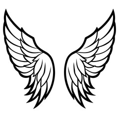 Obraz premium Line Art Angel Wings Icon for Spirituality, Religion, and Fantasy Concepts