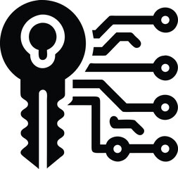 Cyber security key with circuit board icon