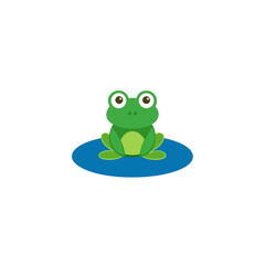cartoon frog sitting on a lilypad isolated