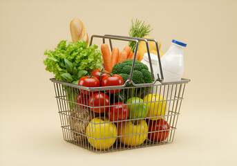 Healthy Eating: Fresh Produce & Grocery Basket