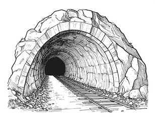 Hand-drawn illustration of a tunnel entrance