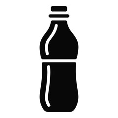 Black silhouette of a plastic water bottle with a curved side plastic bottle drink