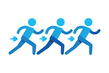 World Diabetes Day Vector – Athletes Running with Blue Wristbands – Awareness Campaign.