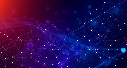 Abstract network connections with glowing nodes isolated on white background