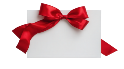 Blank Greeting Card with Ribbon: A flat lay of a blank greeting card with a ribbon, symbolizing celebration, isolated on a Transparent background, PNG file.