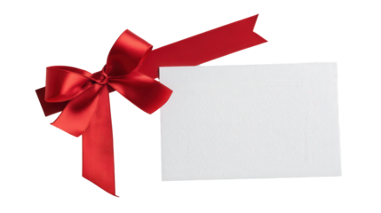 Blank Greeting Card with Ribbon: A flat lay of a blank greeting card with a ribbon, symbolizing celebration, isolated on a Transparent background, PNG file.