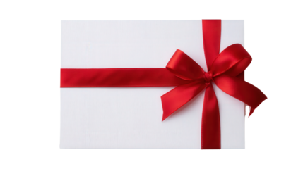 Blank Greeting Card with Ribbon: A flat lay of a blank greeting card with a ribbon, perfect for gifting, isolated on a Transparent background, PNG file.