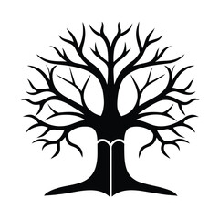 Silhouette an abstract tree with spreading branches nature