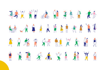 Collection of vector minimal human figures in various social situations. Great for infographics, apps, or web design focused on connection, community, or communication.