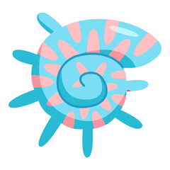 This Blue and pink Seashell illustration is suitable for Summer, Beach, etc.