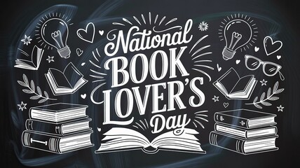 National Book Lovers Day, Book lover day, Happy national book lovers day chalk art for bookworms and bibliophiles