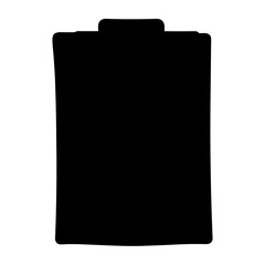 Black silhouette of clipboard with rounded edges, isolated on white background