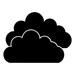 Stylized black clouds overlapping each other on a white plain background scenery