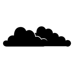 Silhouette of two puffy clouds in the sky on a white background