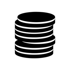 Stack of Coins or Disk Illustration in Black and White Simple Design