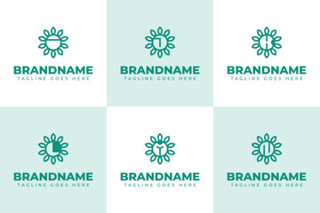 Letter I J K L M N Nature Logo Set, symbolizing growth, harmony, and sustainability