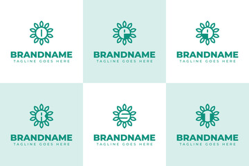 Letter O P Q R S T Nature Logo Set, symbolizing growth, harmony, and sustainability