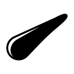 Abstract black shape resembling a teardrop or elongated bean on white background