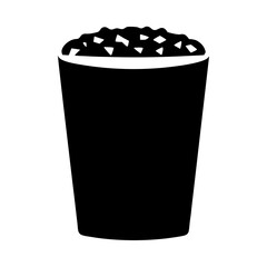 A Single Black and White Image of Popcorn in a Container