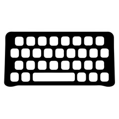 Stylized computer keyboard icon with rounded keys and a large spacebar