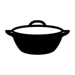 Simple vector illustration of a covered pot with curved handles design