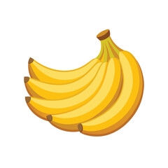 A vibrant cluster of four perfectly ripe yellow bananas presented in a clean isolated composition on a white background isolated on white background