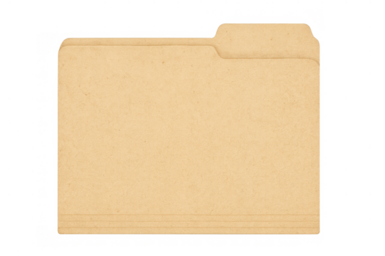 Vintage beige folder isolated on transparent background, providing a simple yet classic organizational tool