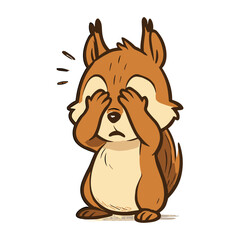Squirrel Cartoon Mascot Cute Squirrel Hiding Illustrations