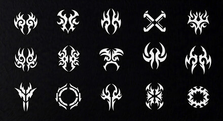 Tribal symbols white on black image