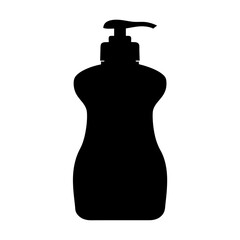Silhouette of a liquid soap dispenser with a pump on white background